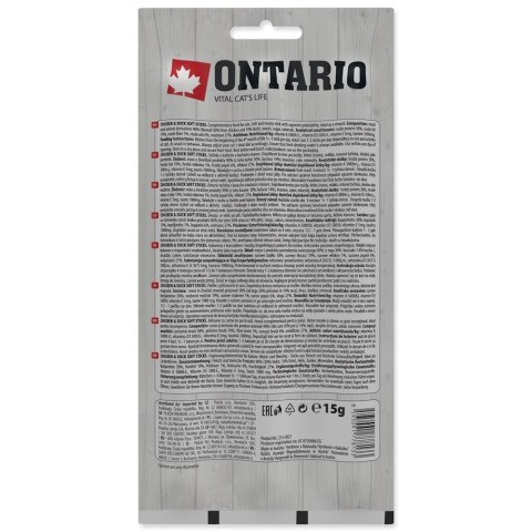 ONTARIO Miękki kabanos dla kotów kurczak z kaczką pakowane po trzy sztuki - 3 X 5g (213-5821)