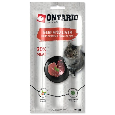 ONTARIO Miękki kabanos dla kotów wołowina z wątróbką pakowane po trzy sztuki - 3 X 5g (213-5816)