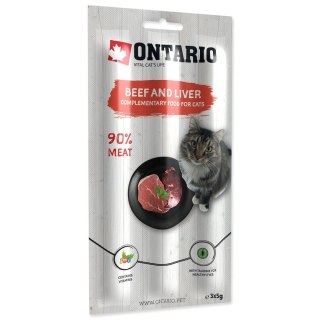 ONTARIO Miękki kabanos dla kotów wołowina z wątróbką pakowane po trzy sztuki - 3 X 5g (213-5816)