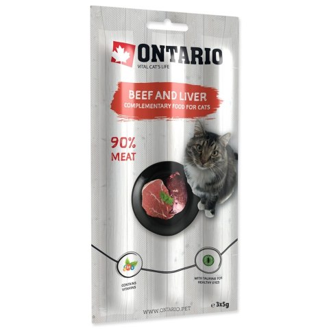 ONTARIO Miękki kabanos dla kotów wołowina z wątróbką pakowane po trzy sztuki - 3 X 5g (213-5816)