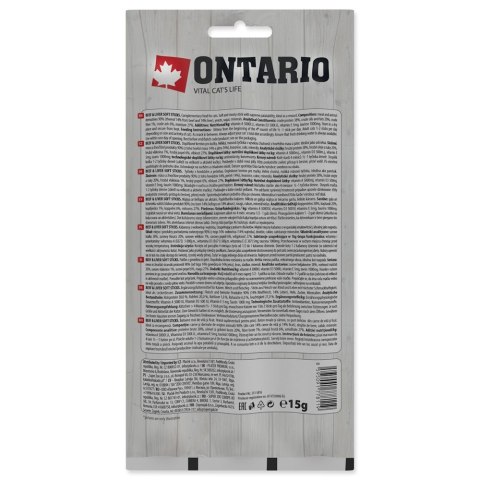 ONTARIO Miękki kabanos dla kotów wołowina z wątróbką pakowane po trzy sztuki - 3 X 5g (213-5816)