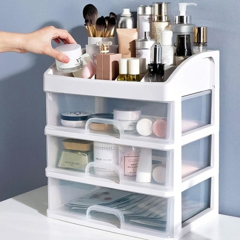 Organizer na kosmetyki z szufladami i przegrodami biały ModernHome