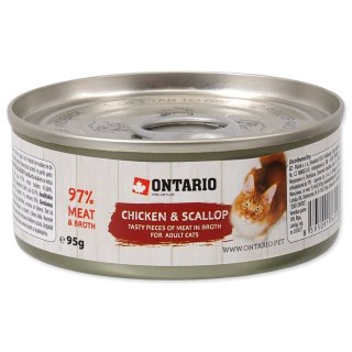ONTARIO Chicken Pieces+Scallop 95g / Kawałki kurczaka i przegrzebki puszka 95g dla dorosłych kotów (213-2000)