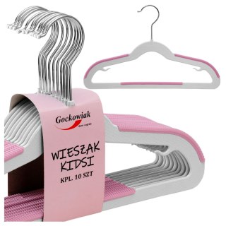 Wieszak KIDSI komplet 10 sztuk szaro-różowy