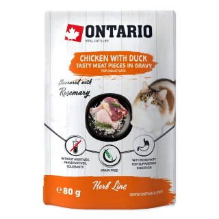 ONTARIO Herb kurczak z kaczka, ryz, rozmaryn w sosie opak. 18x80g saszetka dla kota (213-35390)