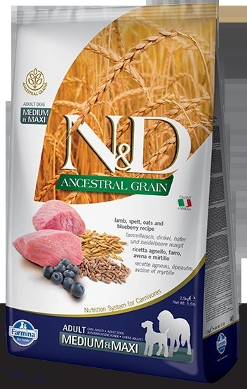 Farmina N&D Ancestral Grain Canine Adult Medium&Maxi Lamb&Blueberry 12kg Farmina N&D Ancestral Grain Canine Adult Medium&Maxi Lamb&Blueberry 12kg