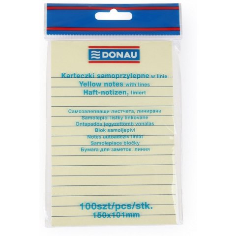 Karteczki Donau 101x150mm w linie żółte (100)