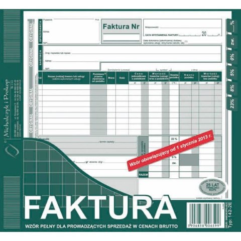 FAKTURA BRUTTO 2/3 A4 (O+1K)