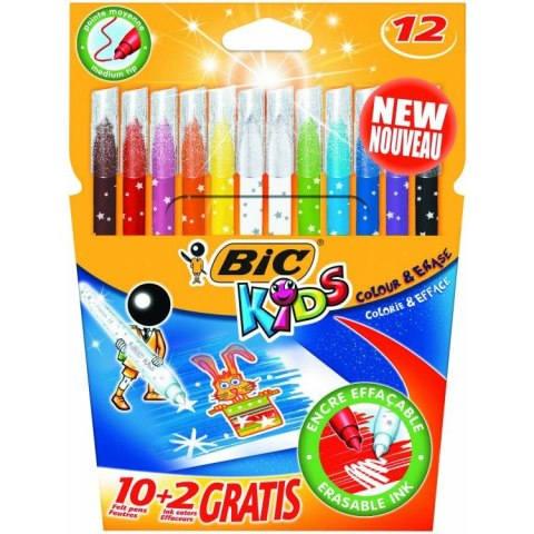 FLAMASTRY BIC COLOUR&ERASE 12 KOLORÓW