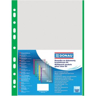 Koszulki Donau A4/40µm (brzeg zielony) groszkowe (100)