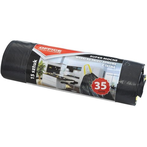 Worki na śmieci Office Products 35L LDPE z taśmą czarne (15)