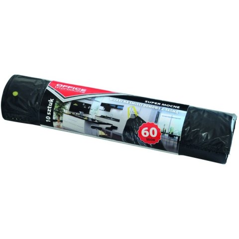 Worki na śmieci Office Products 60L LDPE z taśmą czarne (10)