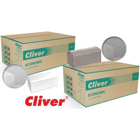 Ręczniki składane Cliver Economic V-Fold 1w makulatura białe (20x200)