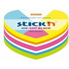 Karteczki Stick'n 64x67mm serce 5 kolorów (250)