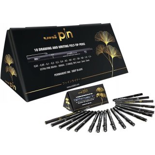 Cienkopisy kreślarskie Uni Pin-200 zestaw czarne (18)