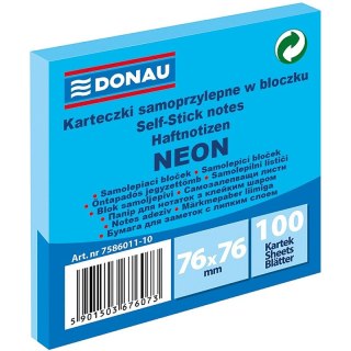 Karteczki Donau 76x76mm neon niebieskie (100)