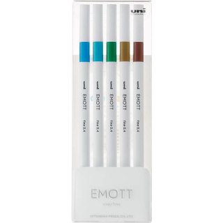 Cienkopisy Uni Emott No.4 0.4mm 5 kolorów