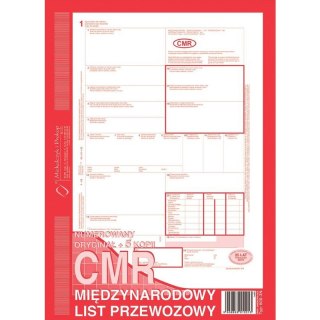 CMR MIĘDZYNARODOWY LIST PRZEWOZOWY A4 (O+5K) NUMEROWANY