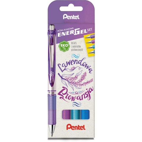 Pióra kulkowe Pentel EnerGel BL77 Lawendowa Prowansja (4)