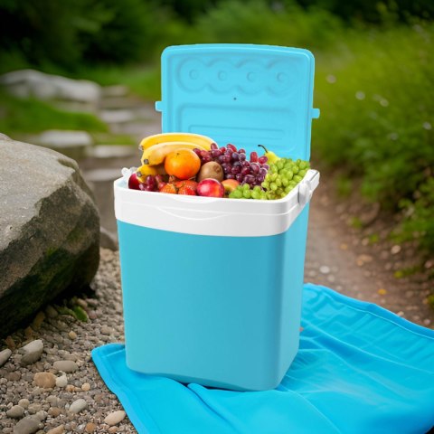 Lodówka turystyczna 25L KAMAI TROPIC na wkłady mrożące, turkusowa z białą rączką Lodówka turystyczna 25L KAMAI TROPIC na wkłady mrożące, turkusowa z białą rączką