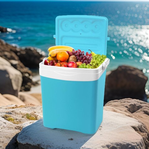 Lodówka turystyczna 25L KAMAI TROPIC na wkłady mrożące, turkusowa z białą rączką Lodówka turystyczna 25L KAMAI TROPIC na wkłady mrożące, turkusowa z białą rączką
