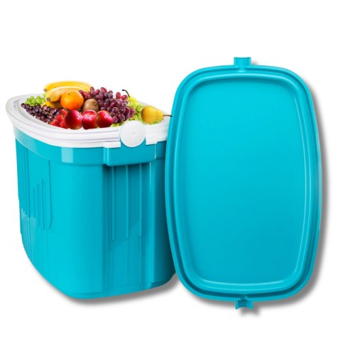 Lodówka turystyczna 42L KAMAI ICEBERG na wkłady mrożące, turkusowa z białą rączką Lodówka turystyczna 42L KAMAI ICEBERG na wkłady mrożące, turkusowa z białą rączką