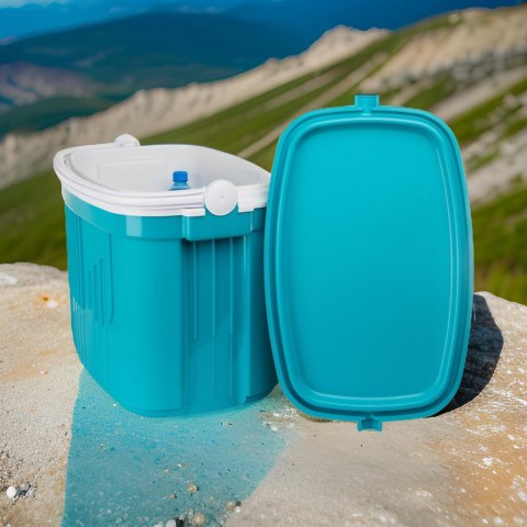 Lodówka turystyczna 42L KAMAI ICEBERG na wkłady mrożące, turkusowa z białą rączką Lodówka turystyczna 42L KAMAI ICEBERG na wkłady mrożące, turkusowa z białą rączką