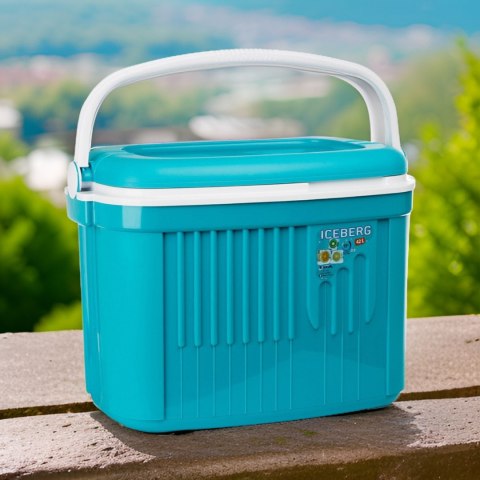 Lodówka turystyczna 42L KAMAI ICEBERG na wkłady mrożące, turkusowa z białą rączką Lodówka turystyczna 42L KAMAI ICEBERG na wkłady mrożące, turkusowa z białą rączką