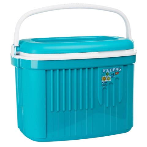 Lodówka turystyczna 42L KAMAI ICEBERG na wkłady mrożące, turkusowa z białą rączką Lodówka turystyczna 42L KAMAI ICEBERG na wkłady mrożące, turkusowa z białą rączką